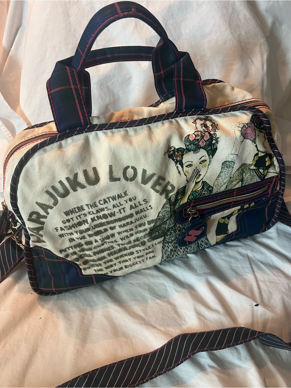 Harajuku Lovers Asian Canvas tote with crossbody strap
